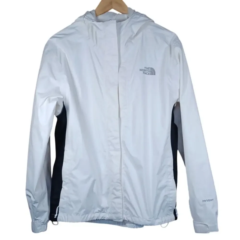 The North Face Women's Large HyVent Waterproof Hooded Rain Jacket White/Black - Picture 4 of 11